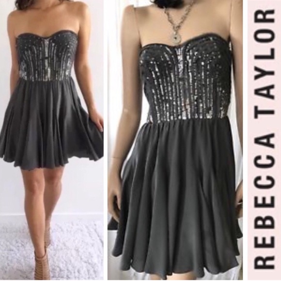 Rebecca Taylor Gray Sequin Cocktail Dress Taylor Swift Fall Autumn - Picture 8 of 8